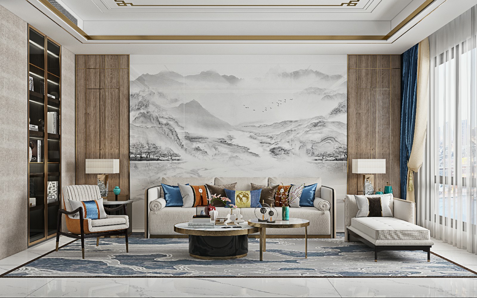 9S926023A-1-2-3-4_水墨桃源_4面_左右無(wú)限連紋_效果圖