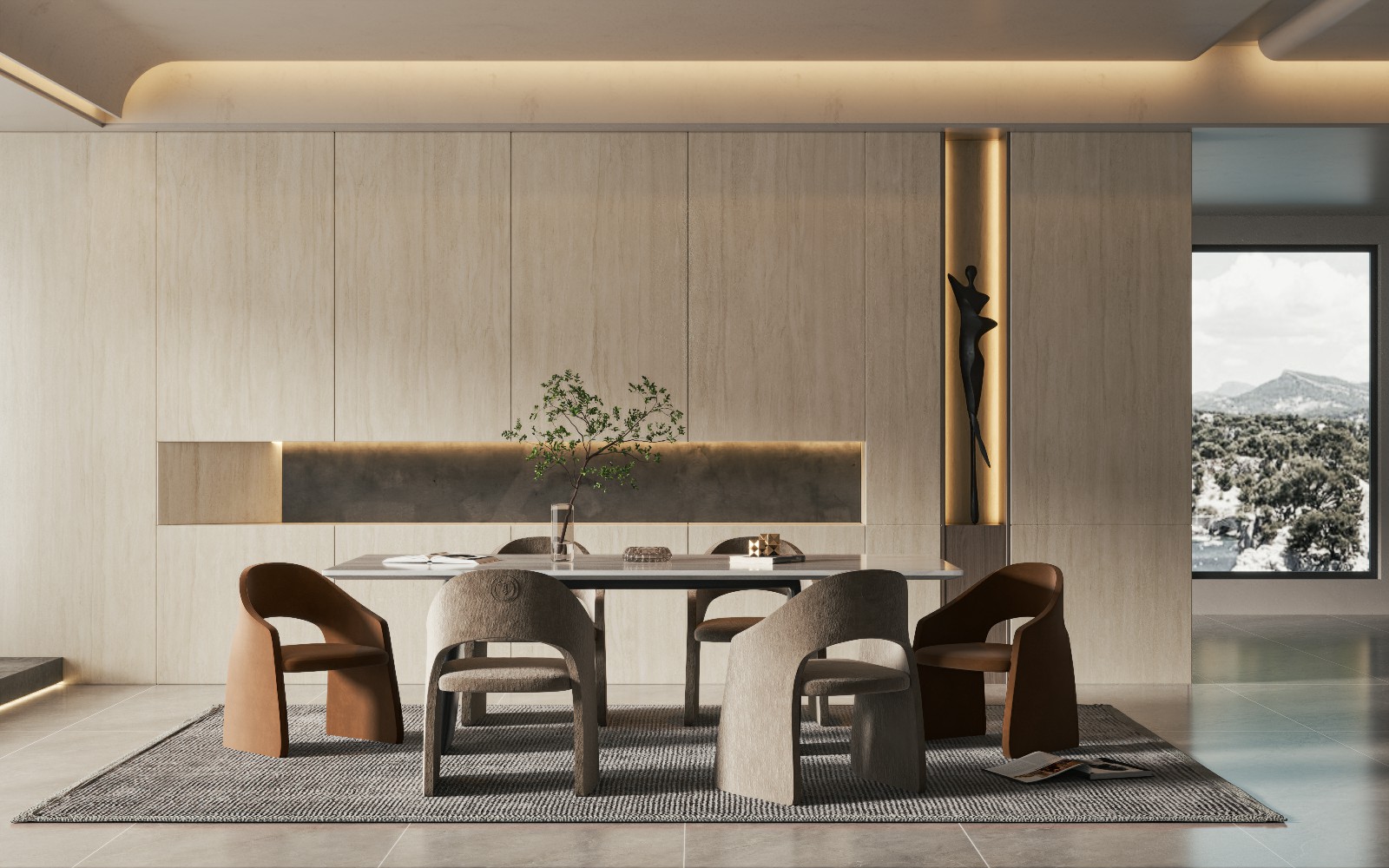 9P926233A-米黃洞石-4面混鋪__餐廳護(hù)墻板_波