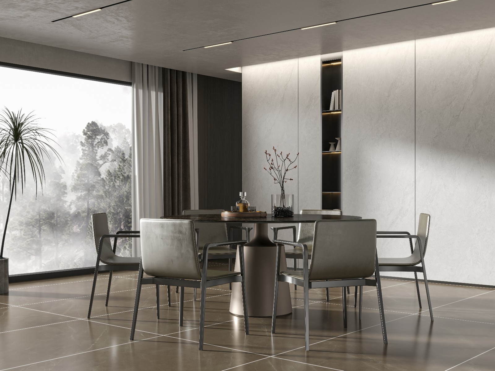 9P926216A-摩爾米灰-4面任意上下左右無(wú)限連紋_餐廳背景墻_波