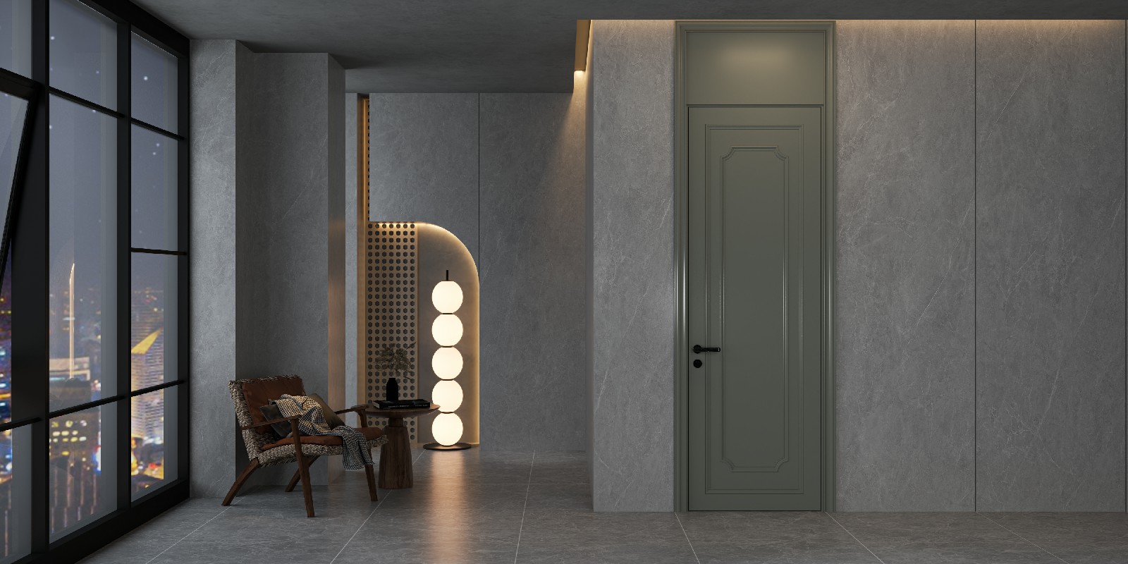 9P926229A-西雅圖淺灰-4面混鋪_過道護墻板_波